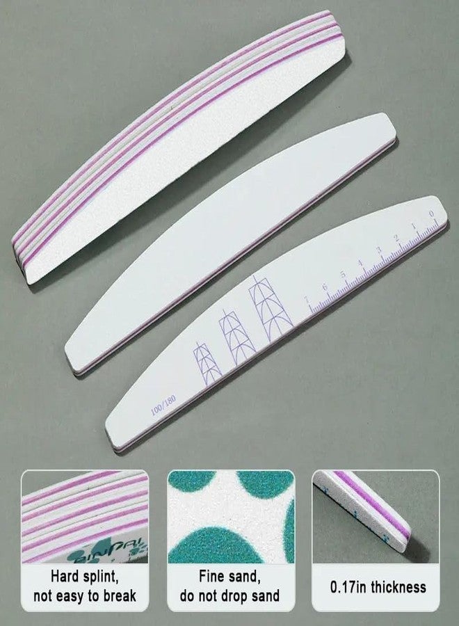 JERCLITY 10 Pieces 100/180 Grit Nail File Professional Double Sided Nail Files with Shape Guides and Ruler Manicure Pedicure Tool Nail Buffering Files - Image 4